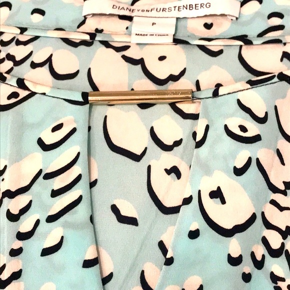 Diane Von Furstenberg Dress Squaretan Womens Petite Small Blue Tunic Boho - Picture 2 of 8